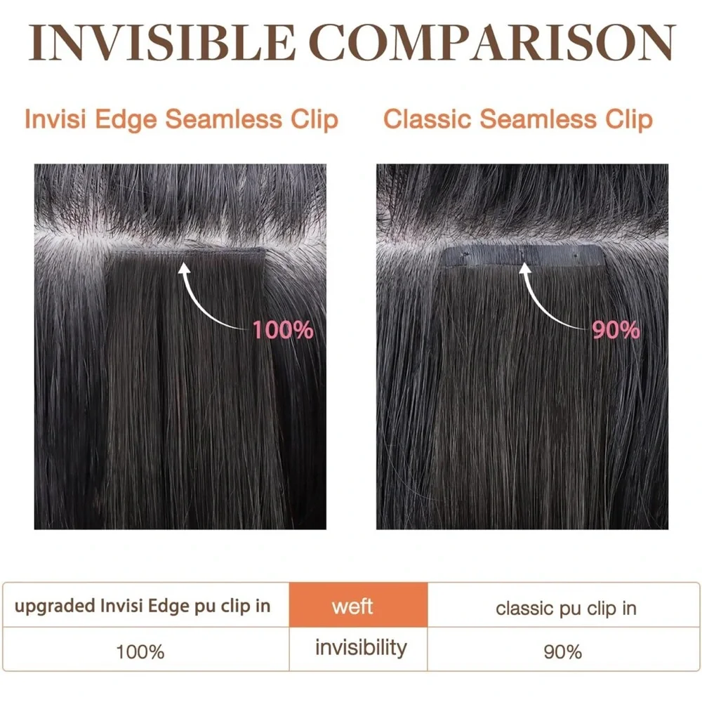 Goo Goo Natural Black Remy Human Hair Seamless 16” Clip In Hair Extensions